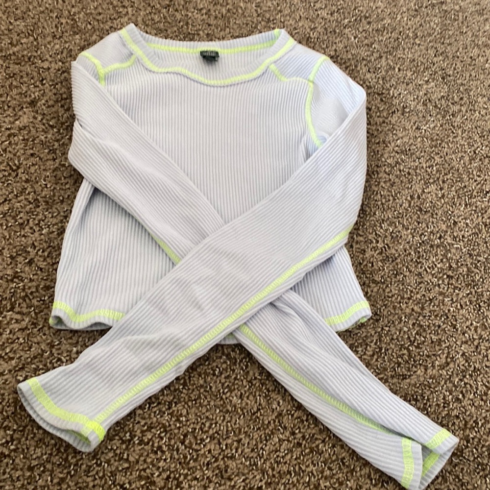 Blue with neon stitching long sleeve shirt